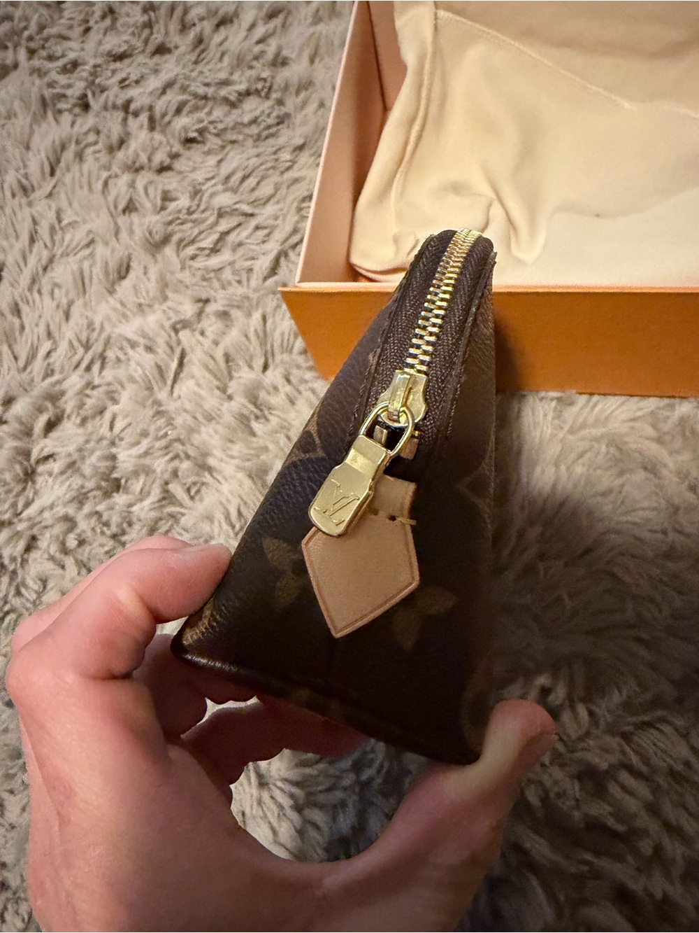 Louis Vuitton Monogram Cosmetic Pouch with Gold Hardware